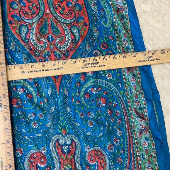 Vintage 100% Silk Scarf Shawl Head Wrap Blue approx. 70x18” - Picture 9 of 9